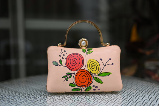 Ring Roses Boho Art Hand Painted Clutch