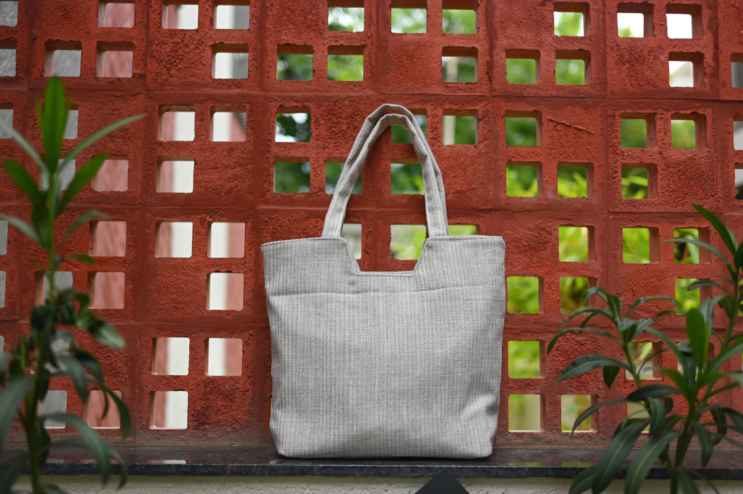 Leafy Waves Hand Painted Tote Bag