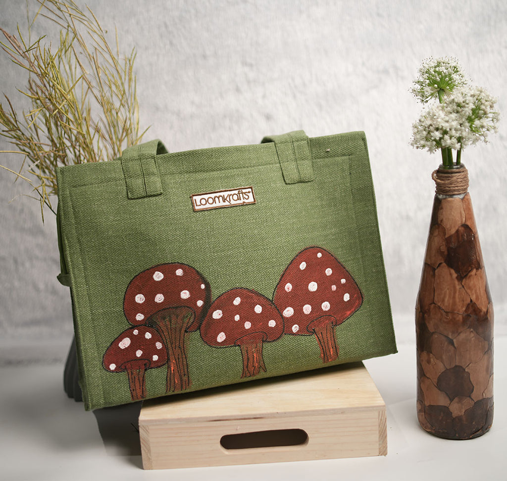 Mushroom Green Box Tote Bag