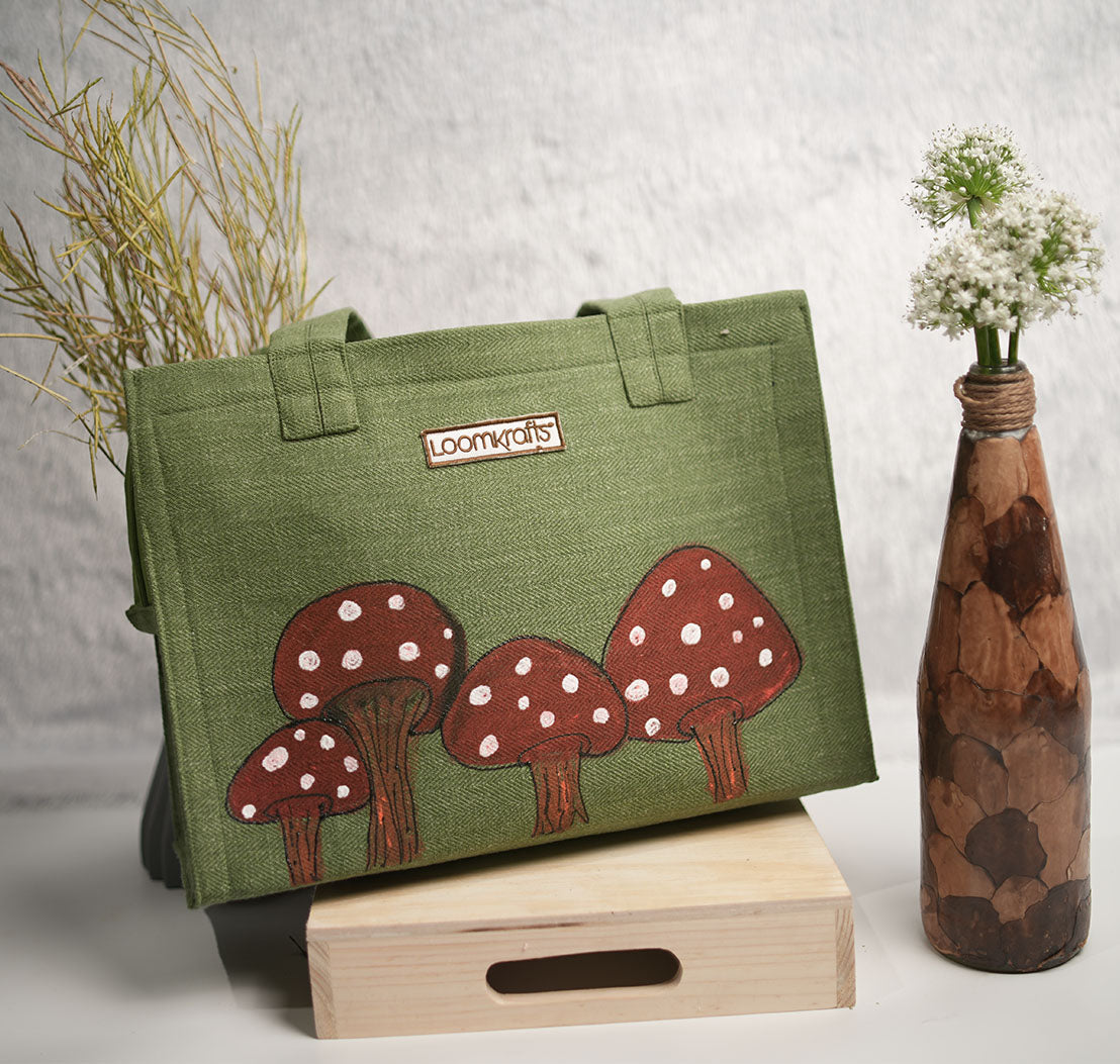 Mushroom Green Box Tote Bag