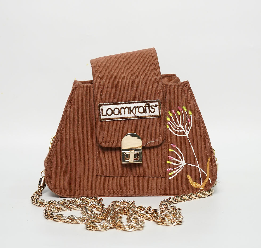 Cute Mini Brown Golden Chain Sling