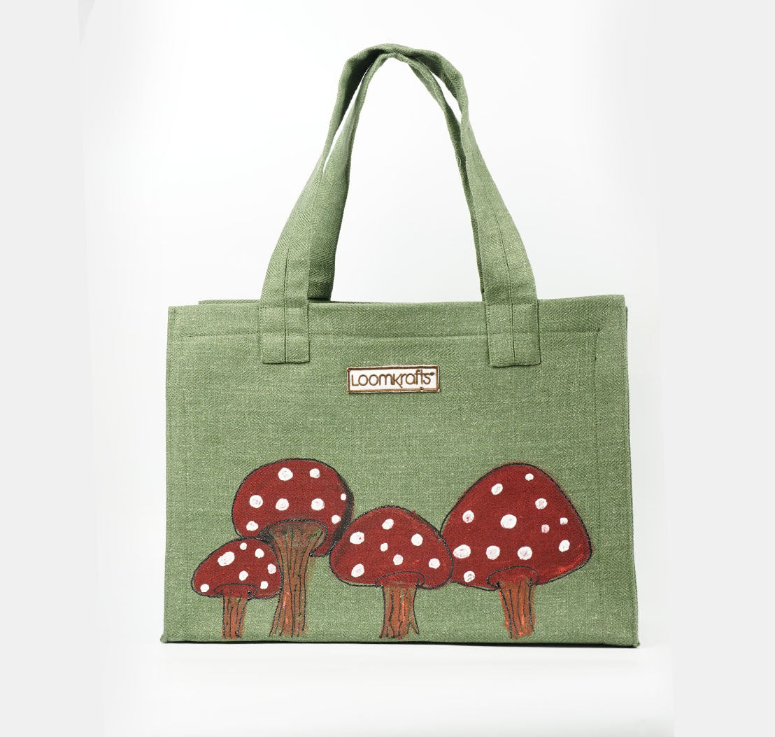 Mushroom Green Box Tote Bag