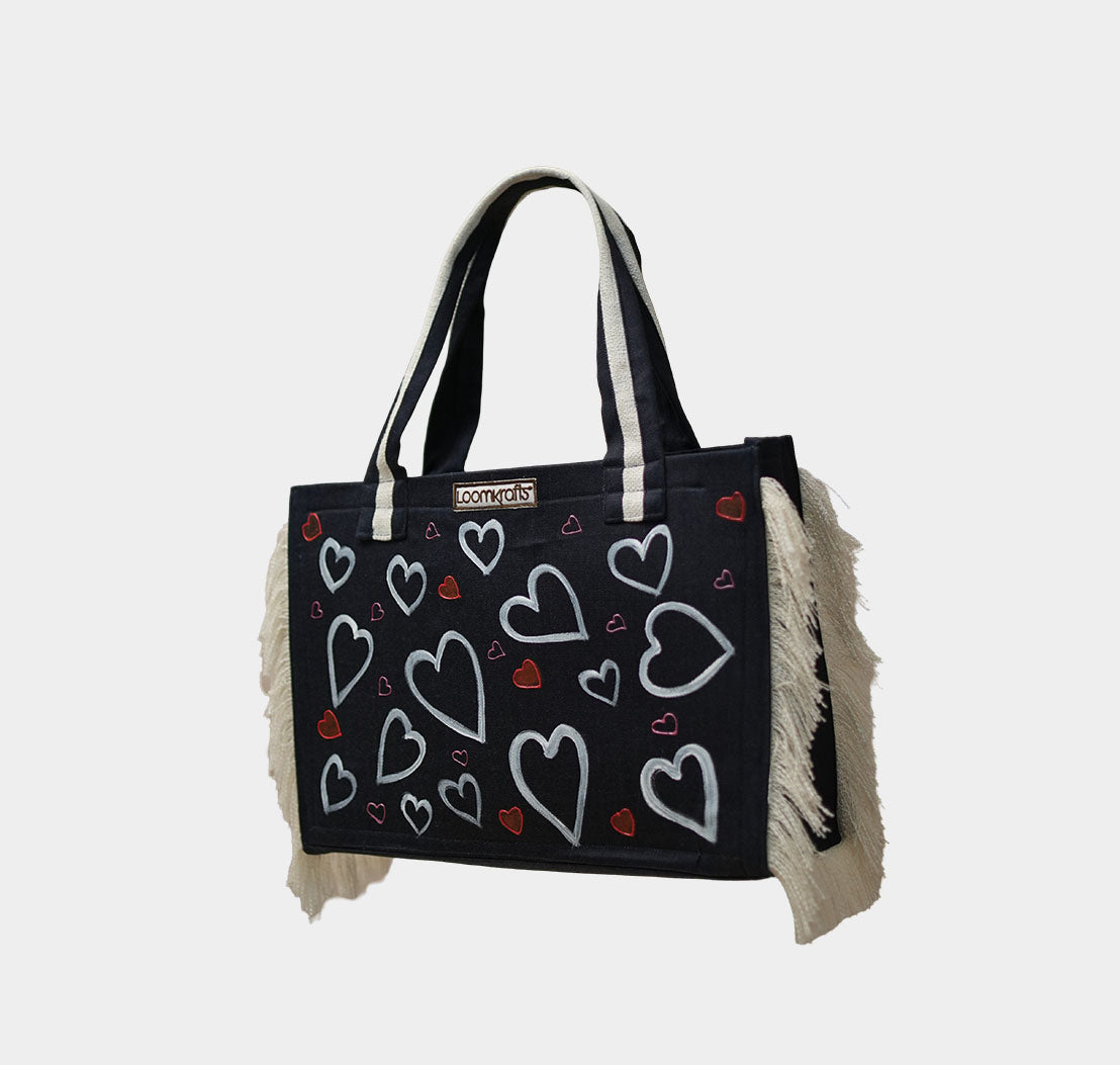 Ruffle Denim Tote Bag