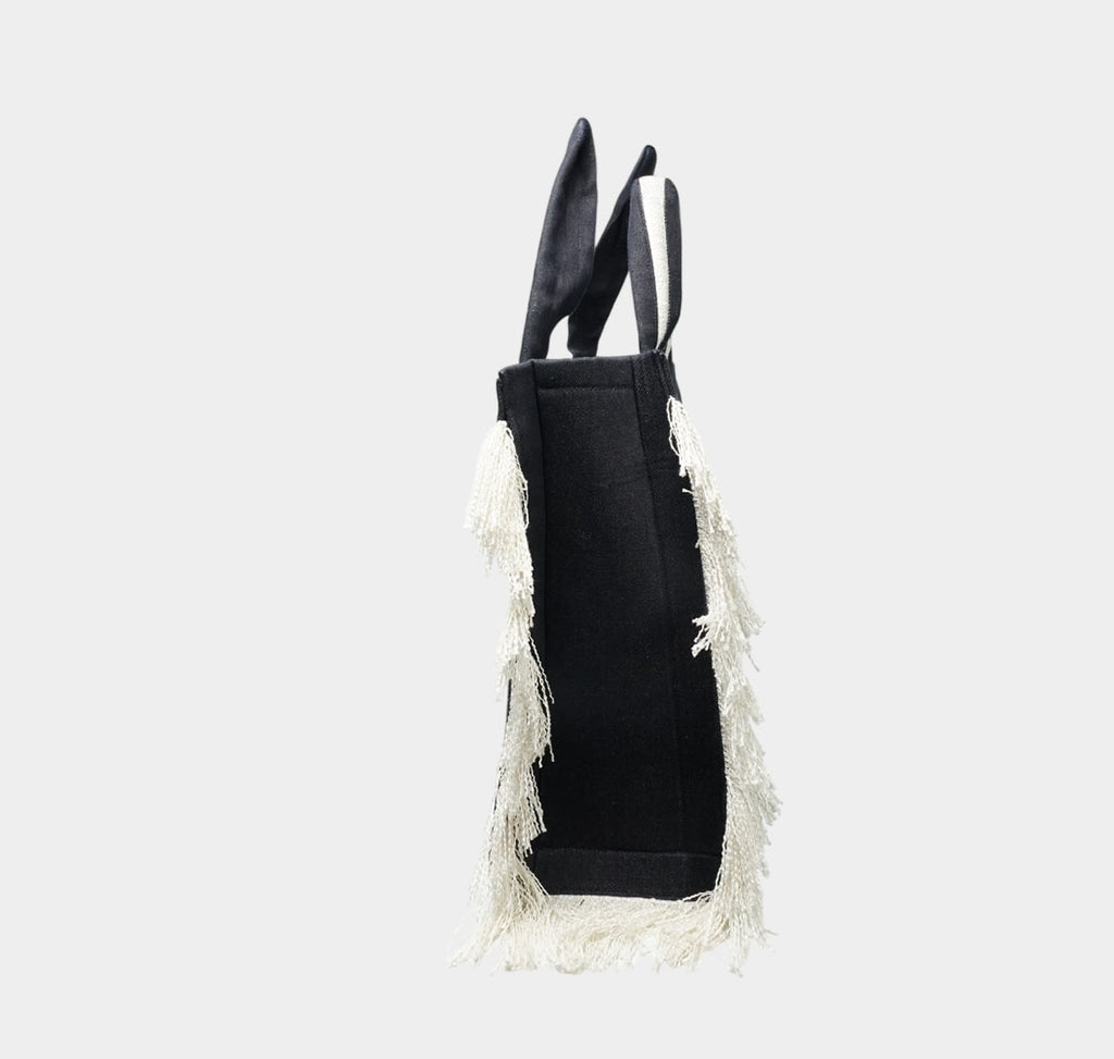 Ruffle Denim Tote Bag