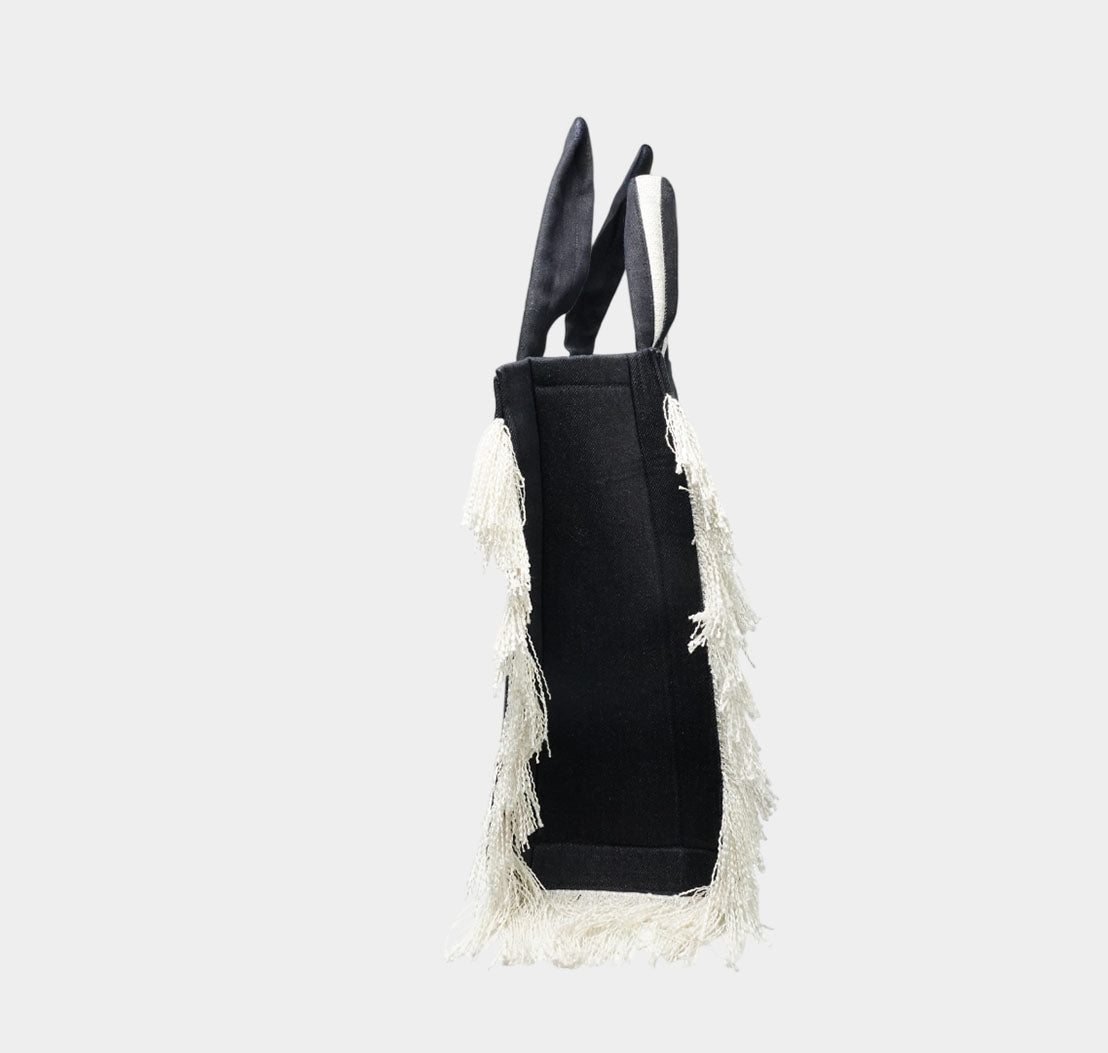 Ruffle Denim Tote Bag