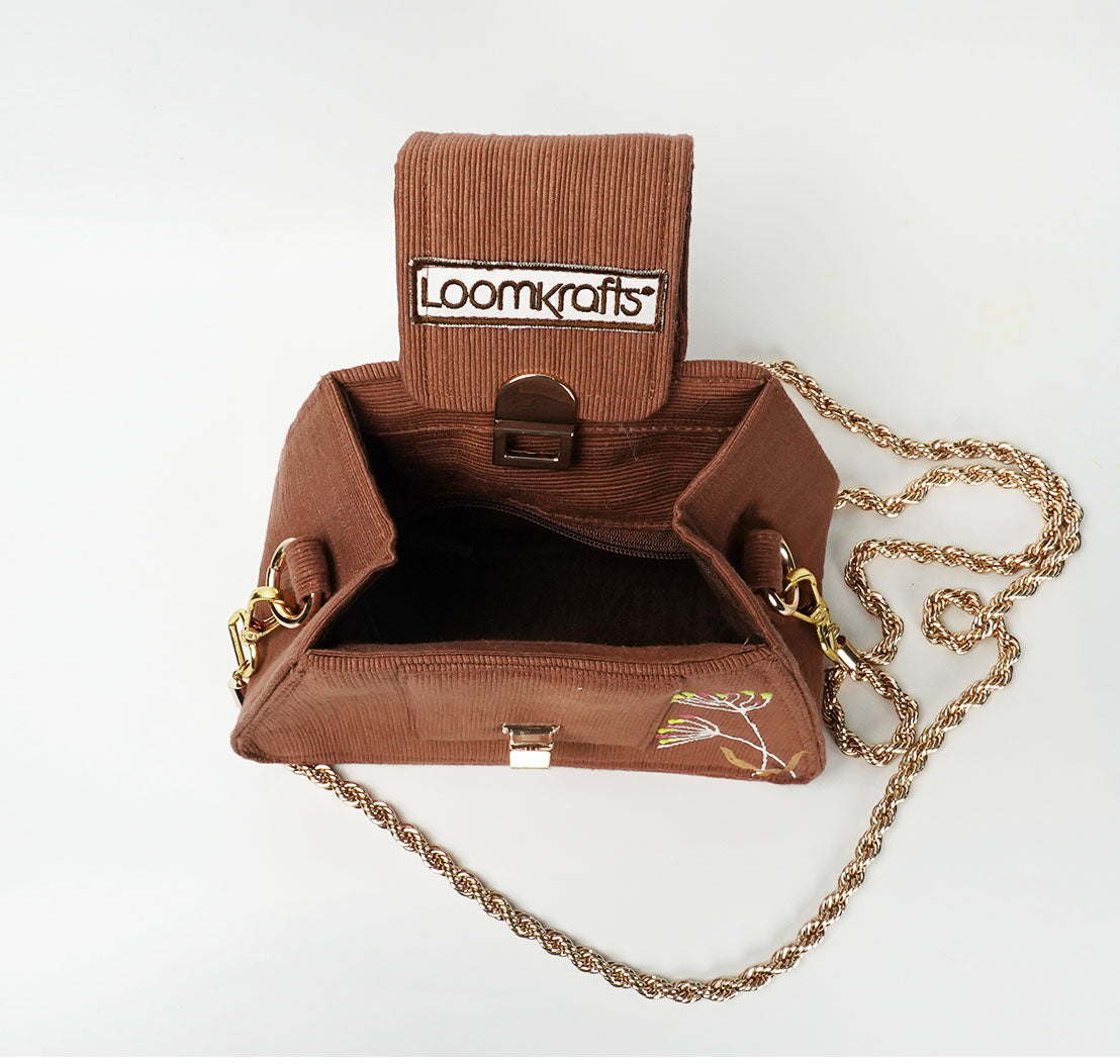 Cute Mini Brown Golden Chain Sling