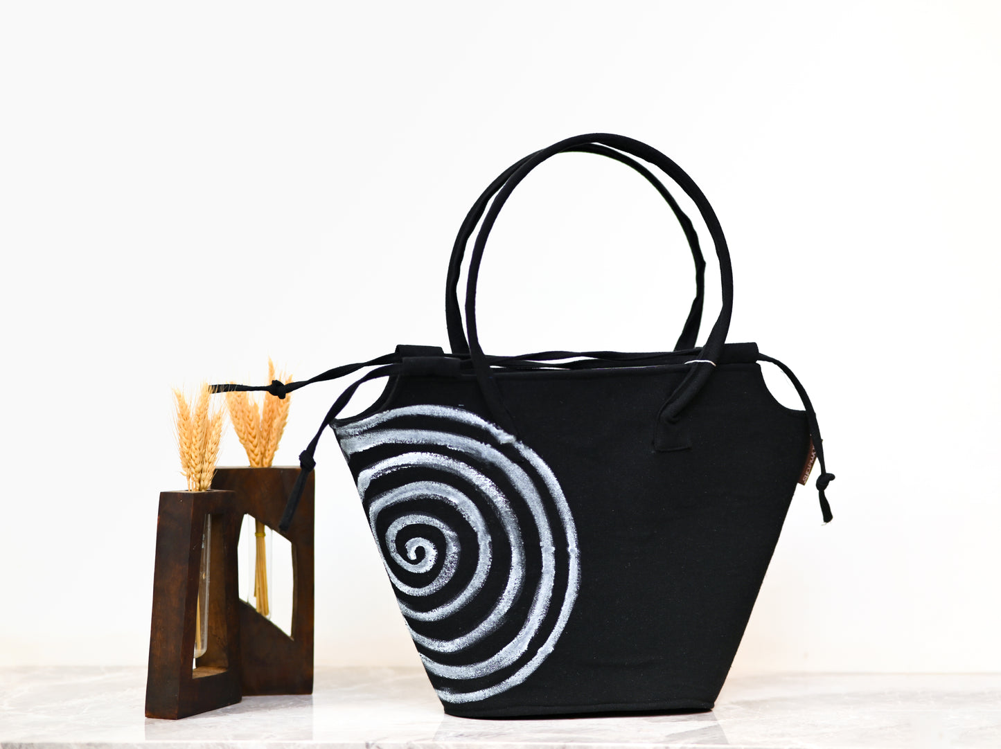 Black Boat Tote Pattern Bag