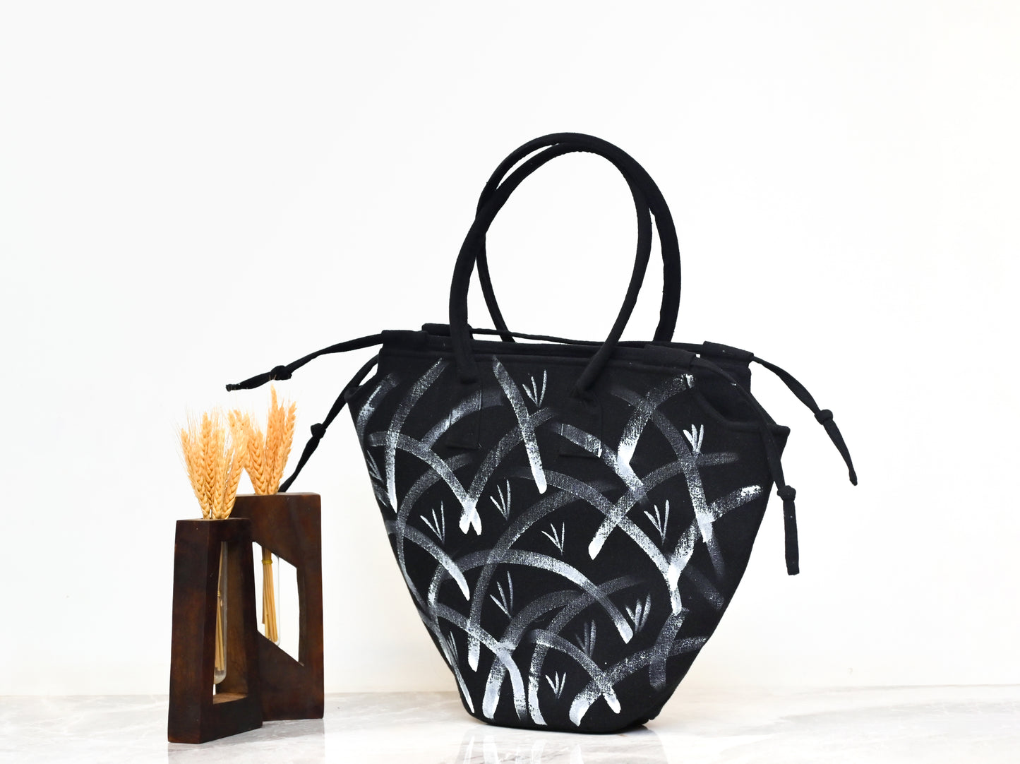 Black Boat Tote Pattern Bag