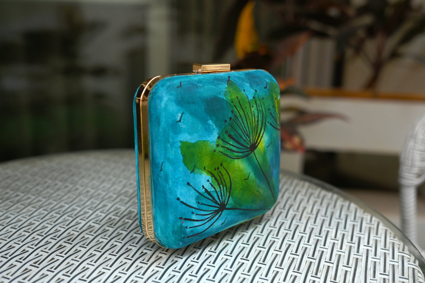 Night Jungle Alcohol Ink Hand Painted Clutch