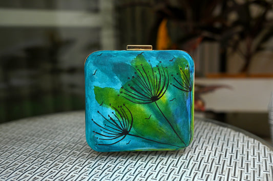 Night Jungle Alcohol Ink Hand Painted Clutch