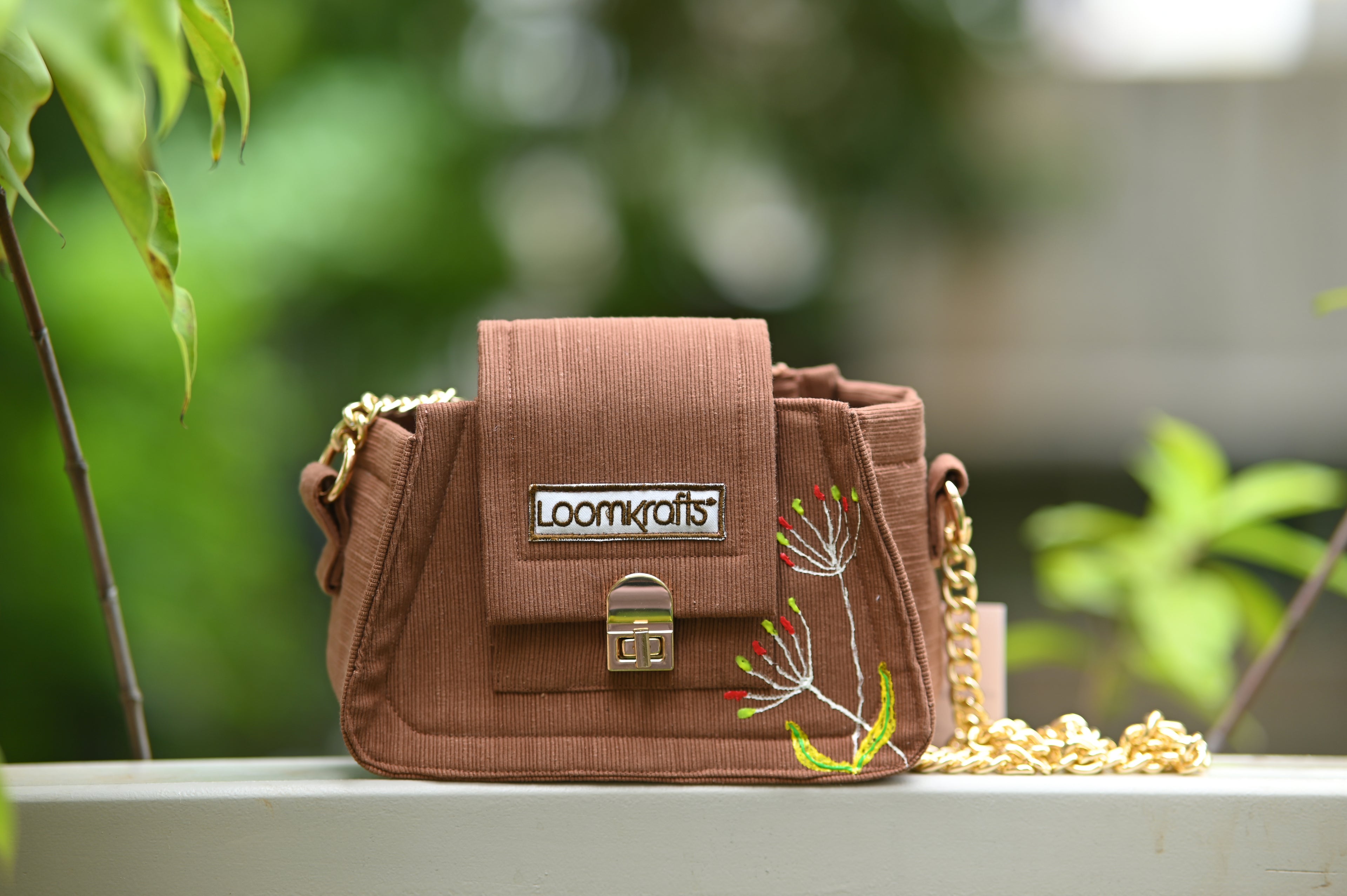 Cute Mini Brown Golden Chain Sling