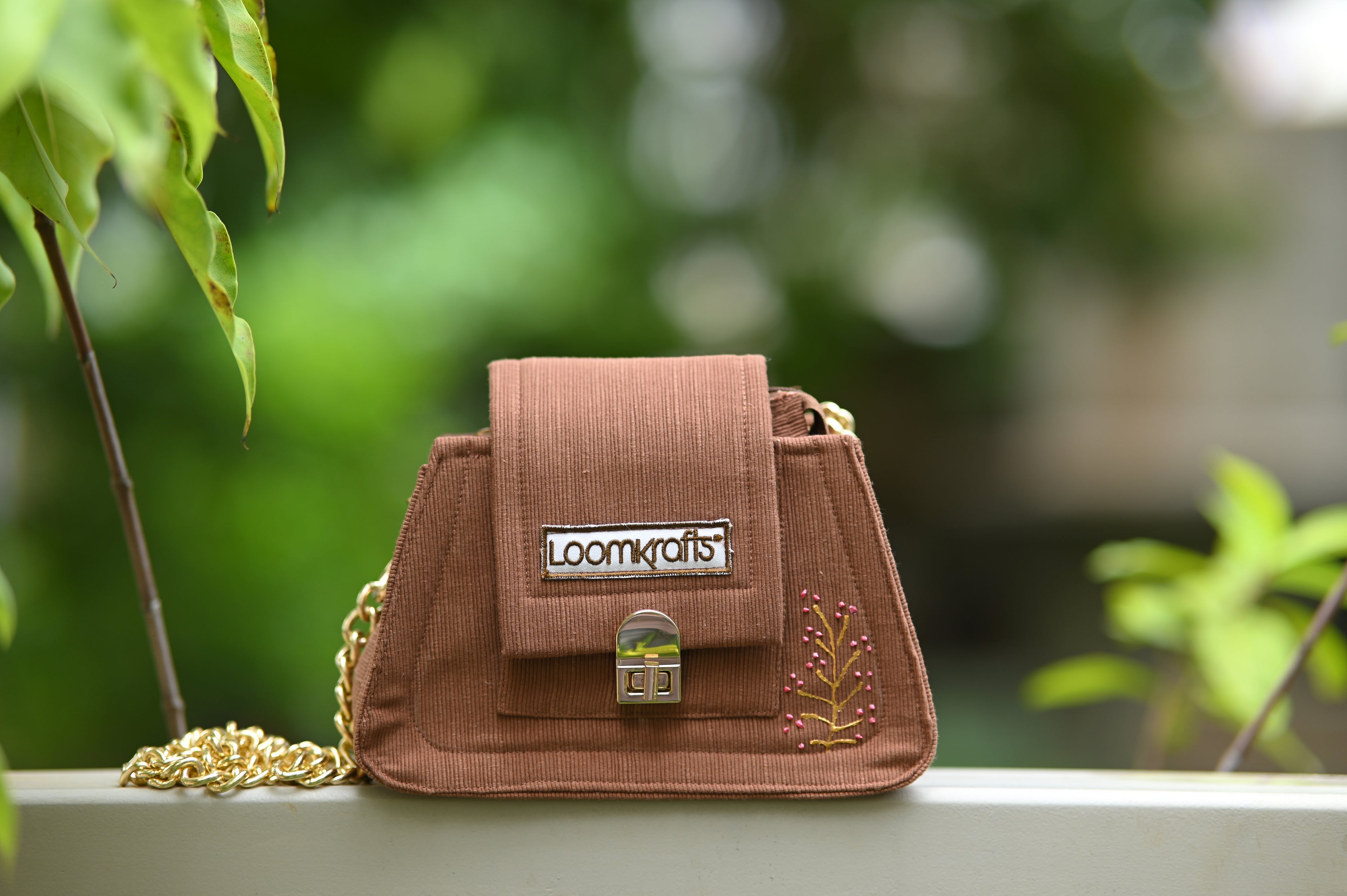 Cute Mini Brown Golden Chain Sling