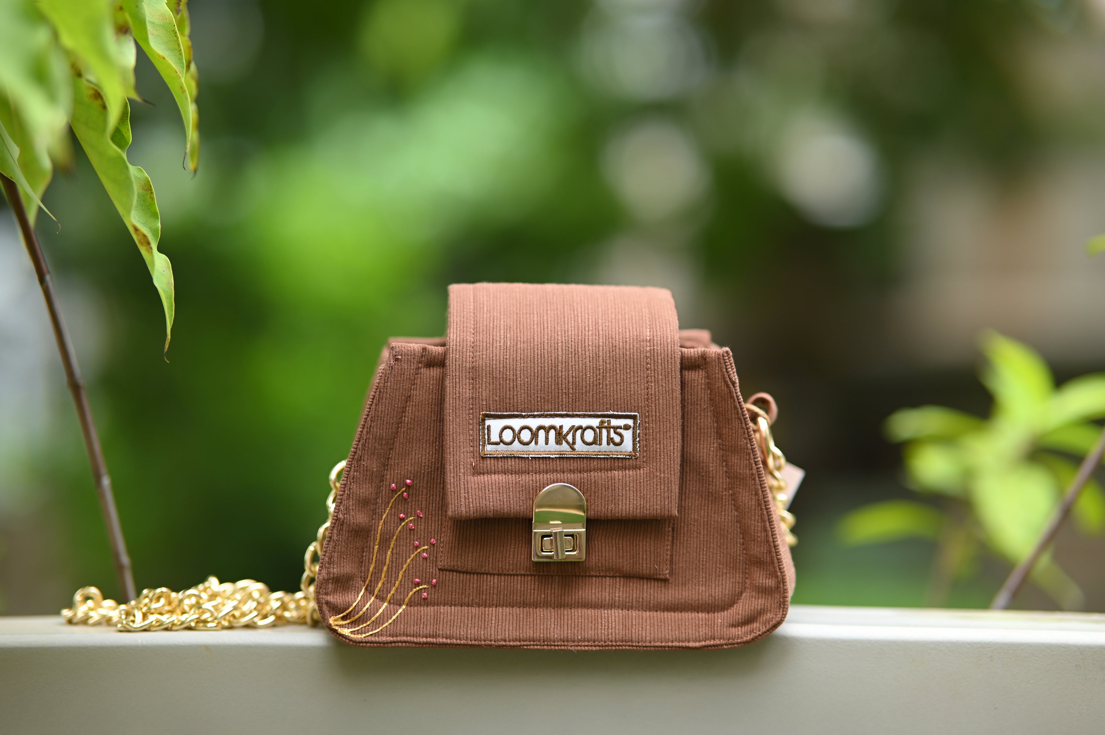Cute Mini Brown Golden Chain Sling