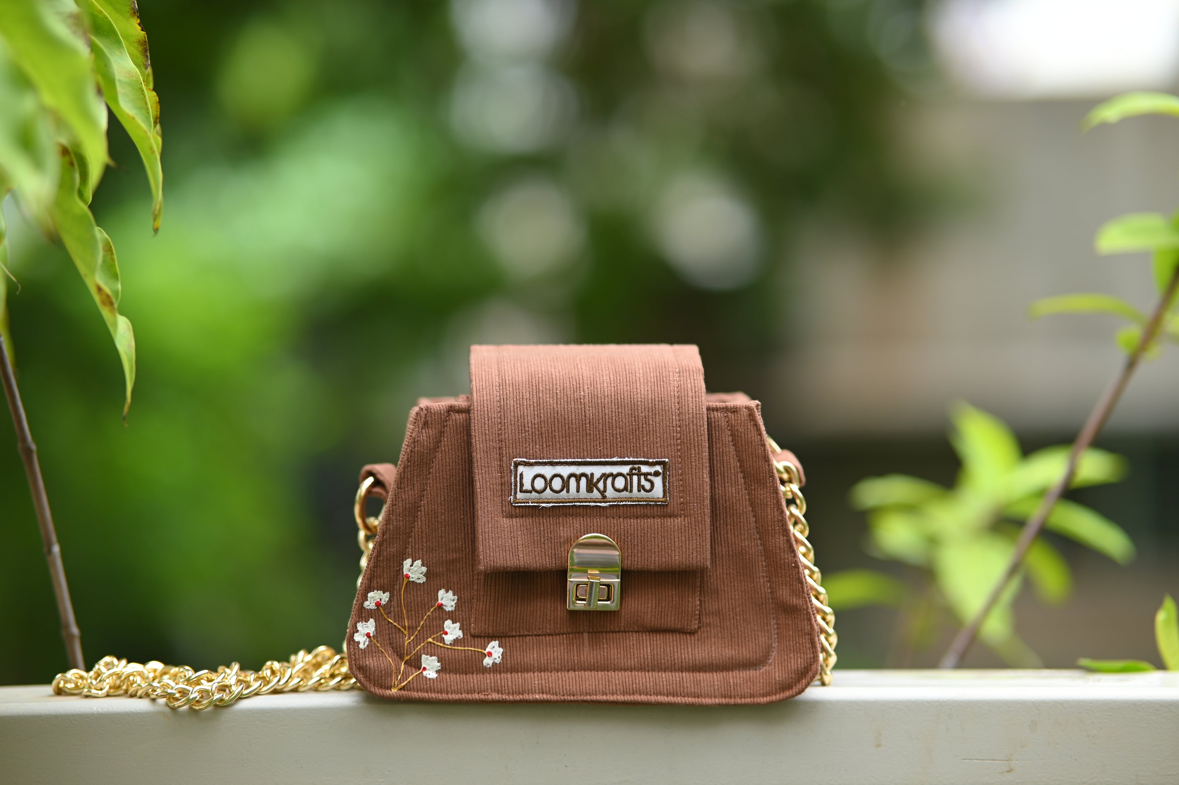 Cute Mini Brown Golden Chain Sling