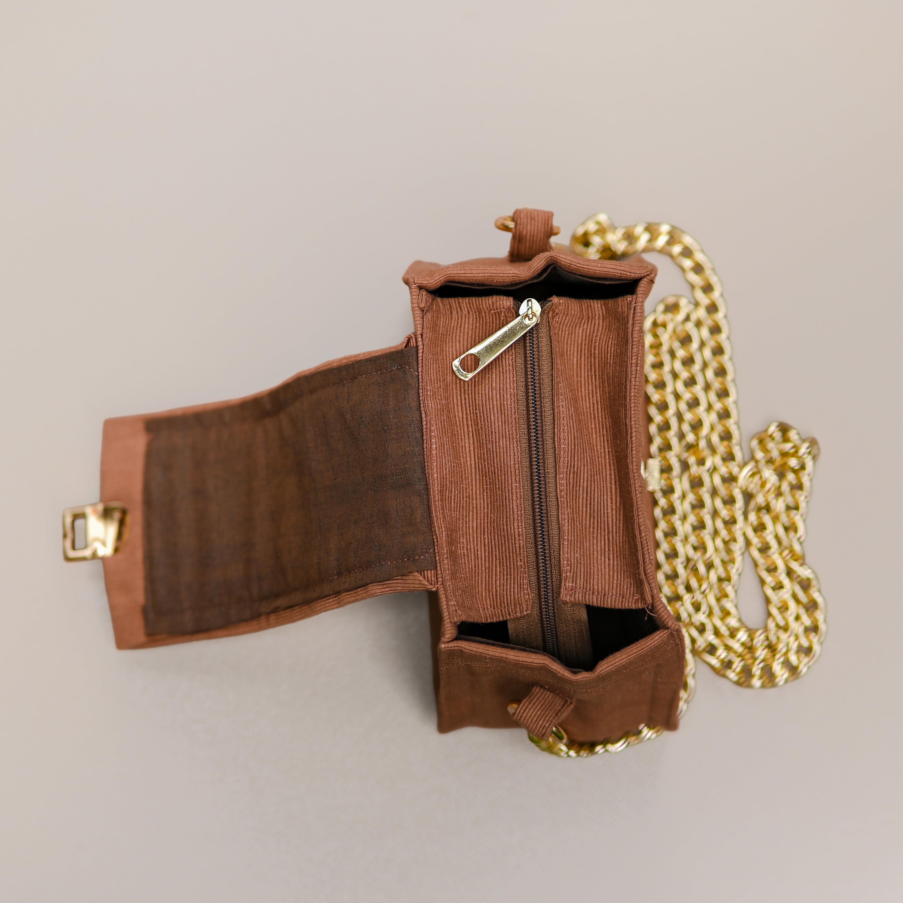 Cute Mini Brown Golden Chain Sling