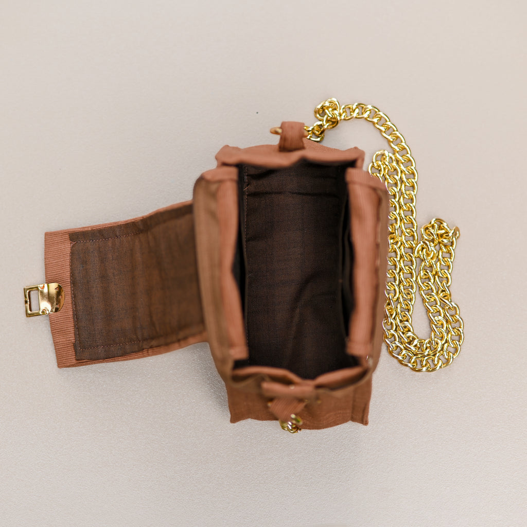 Cute Mini Brown Golden Chain Sling