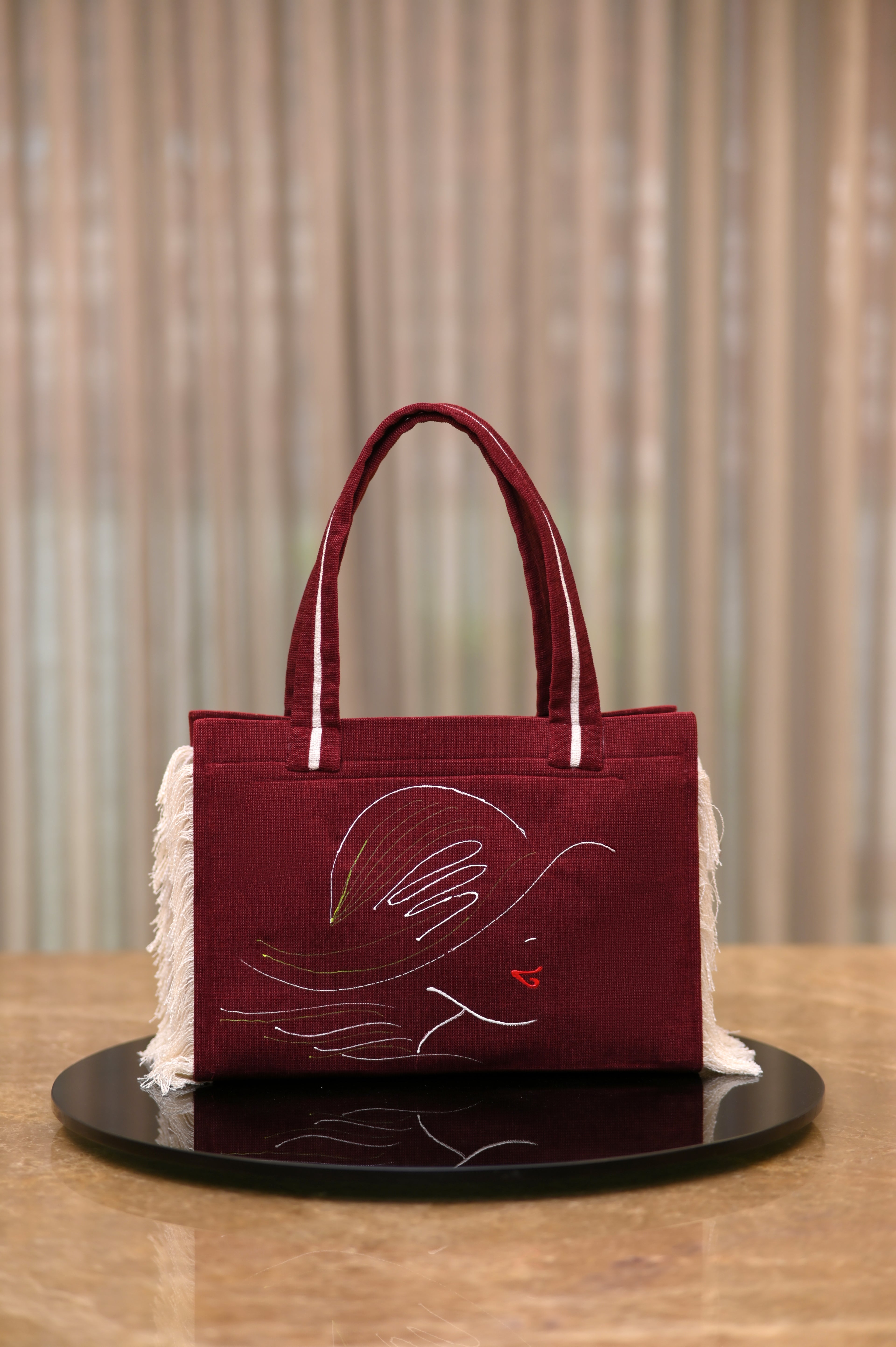 Maroon Lady with Cap tote