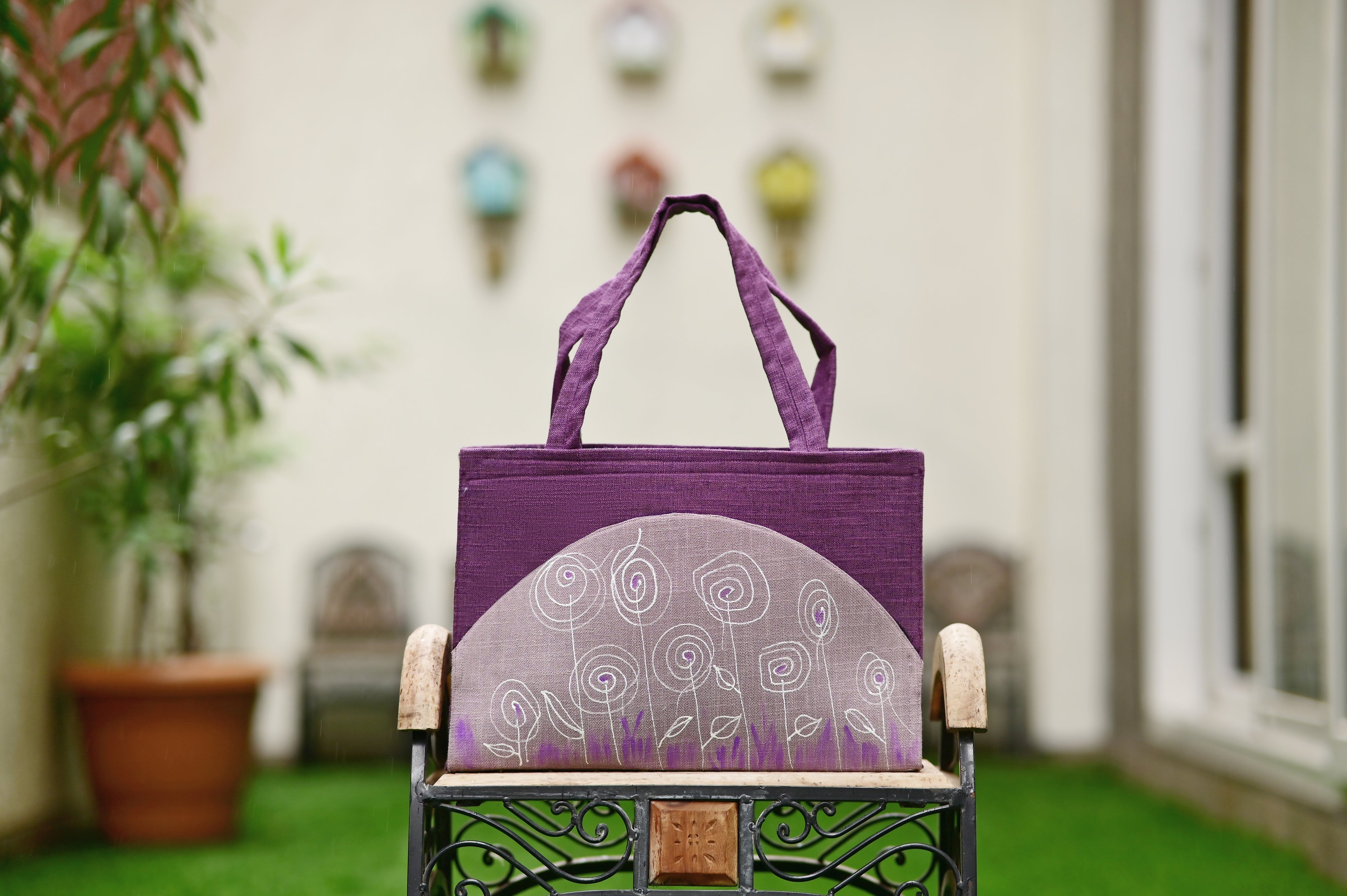 Purple Bag with Flowers