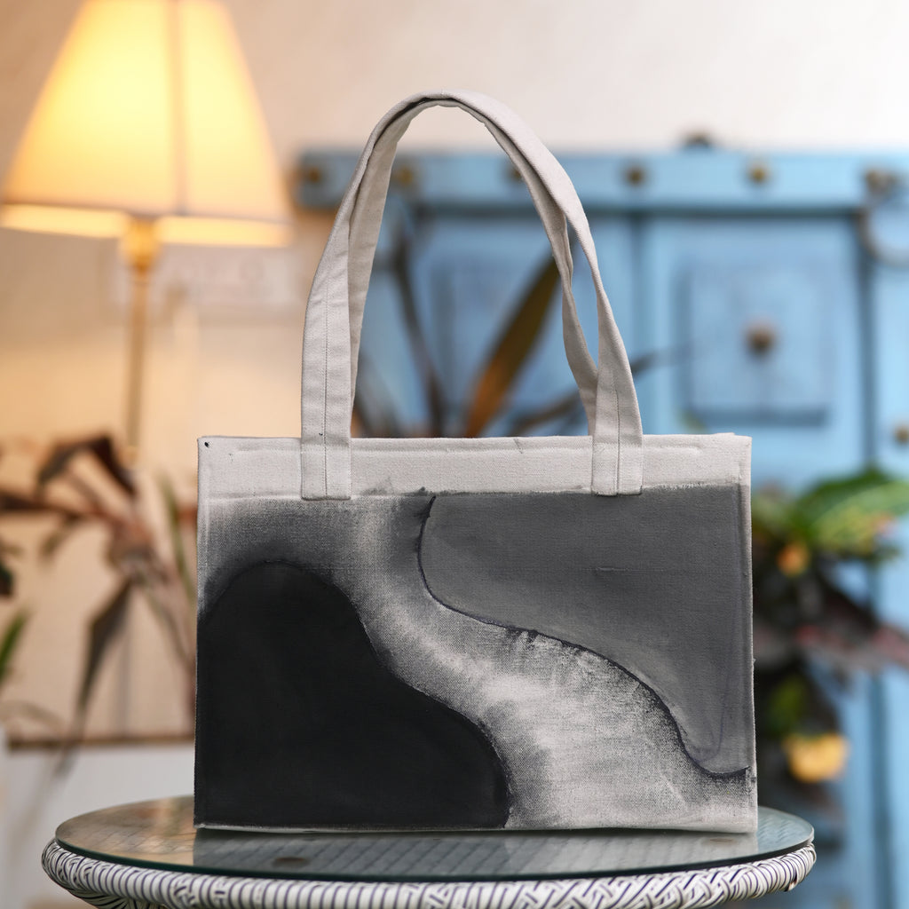 Black grey tote