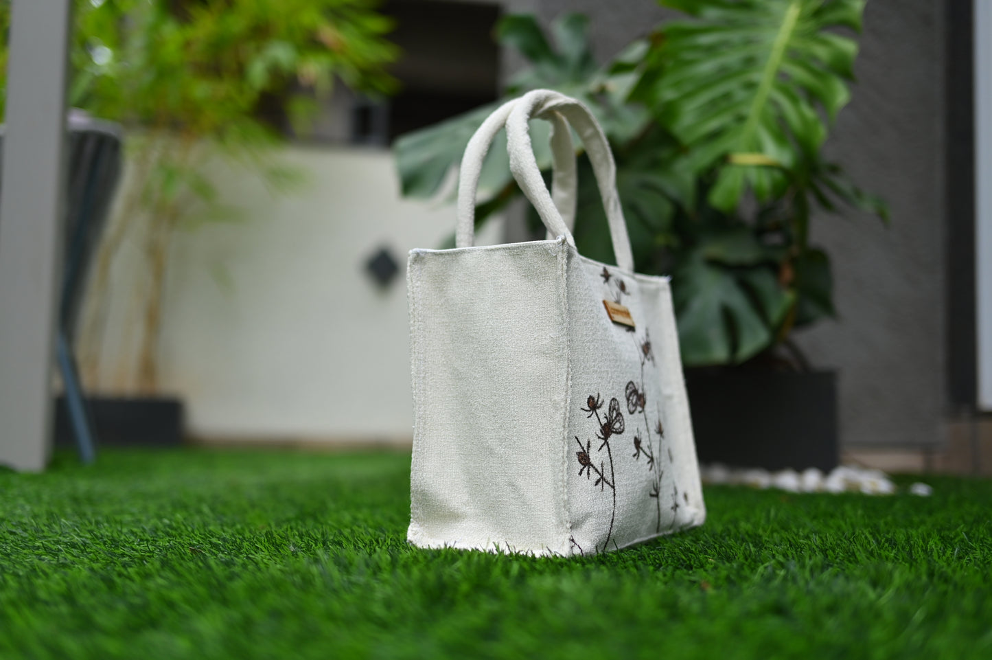 Brown Butterflies Hand Painted Hand Bag