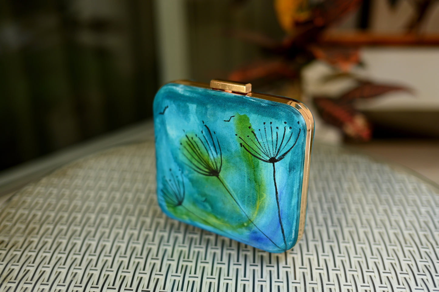 Night Jungle Alcohol Ink Hand Painted Clutch